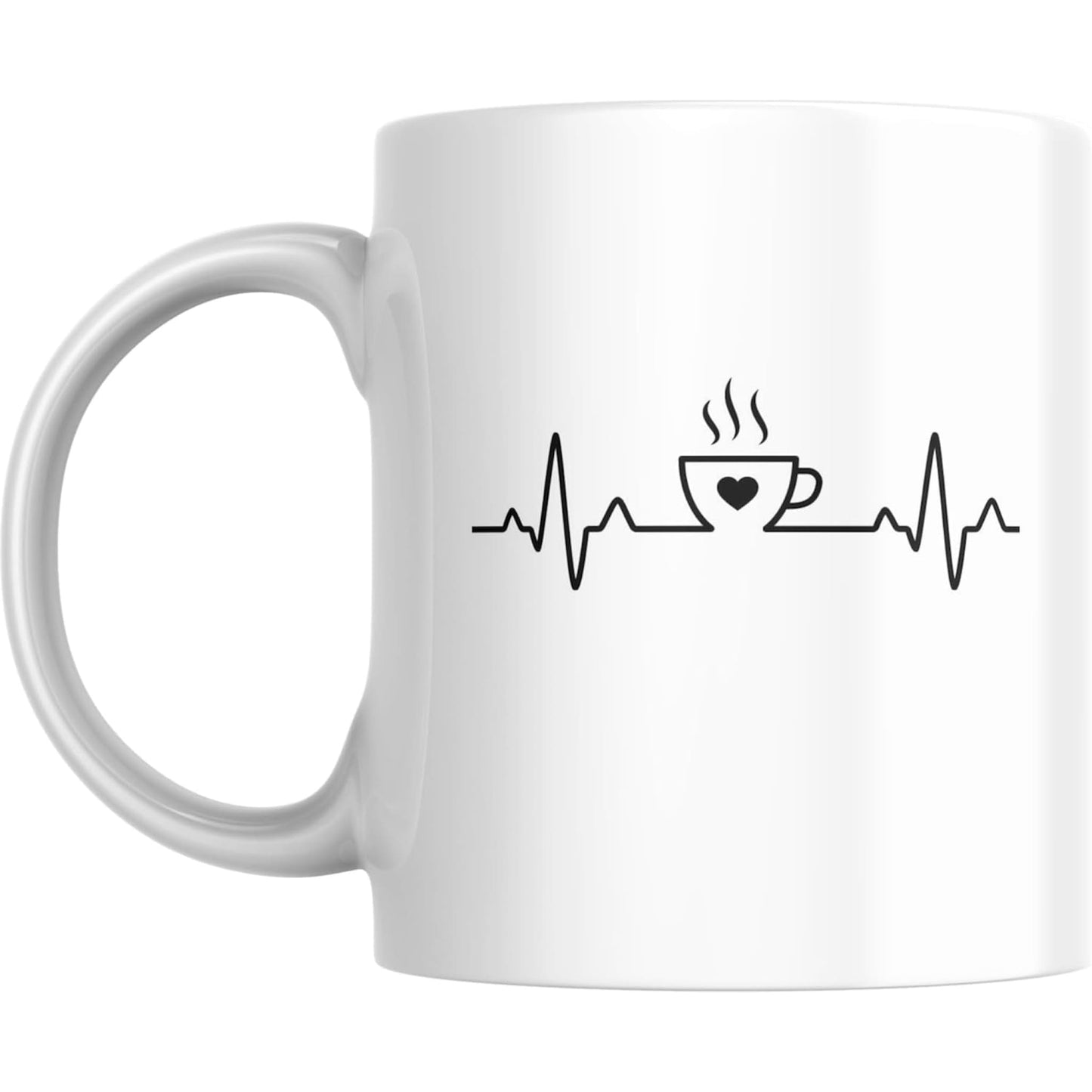 Coffee Mug Heartbeat Pulse I Love Coffee - Coffee Mugs