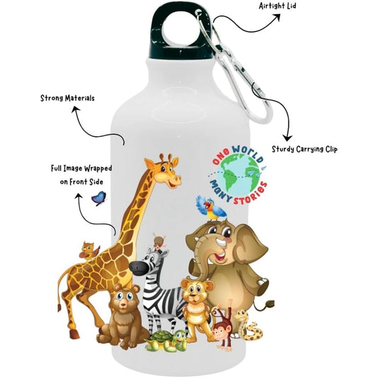 Kids Water Bottle One World Many Stories Animal Safari - Water Bottle