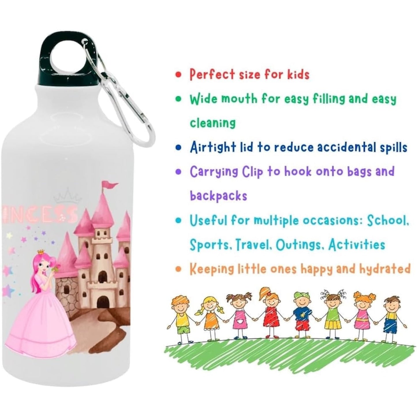 Kids Water Bottle Princess and Castle - Water Bottle
