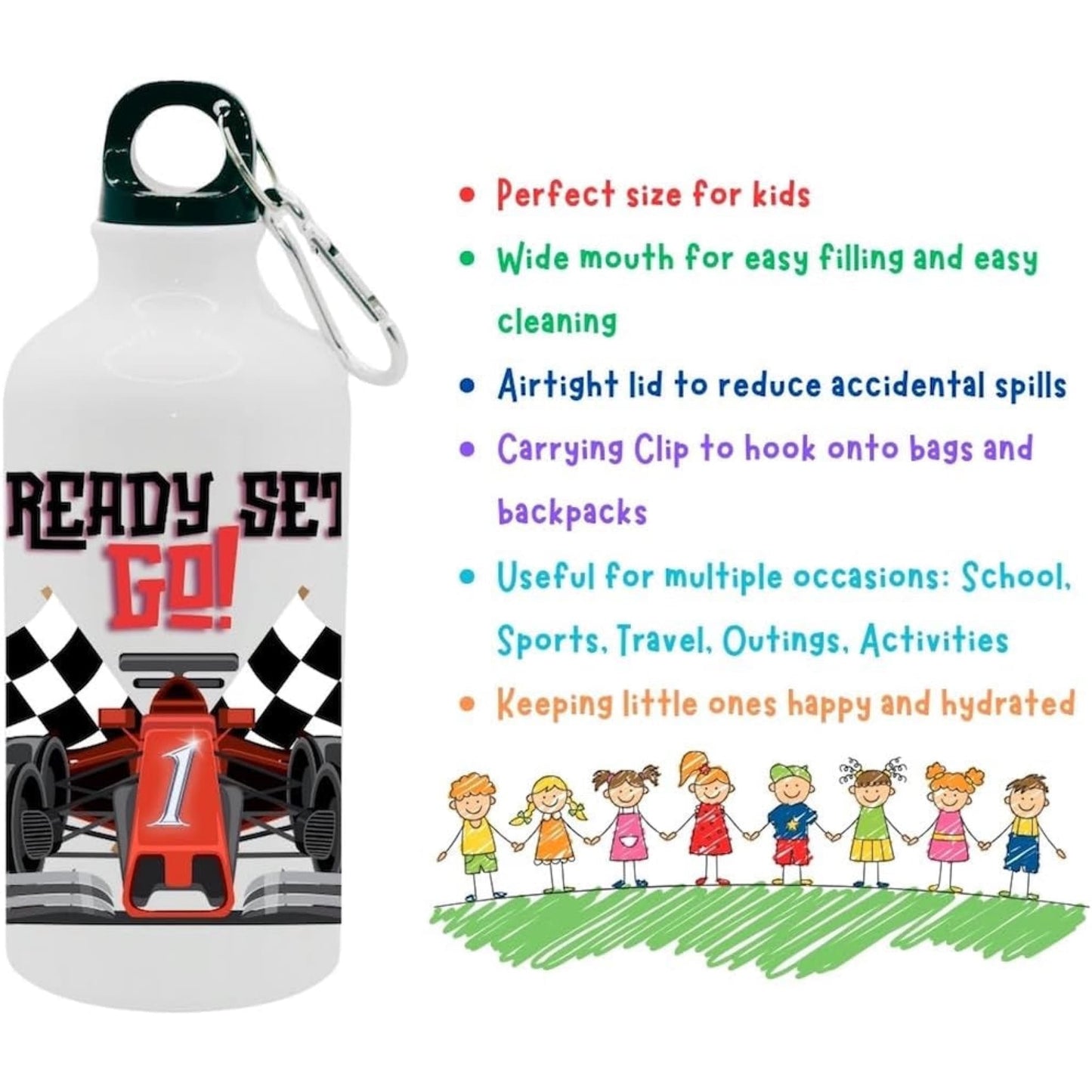 Kids Water Bottle Ready Set Go! - Water Bottle