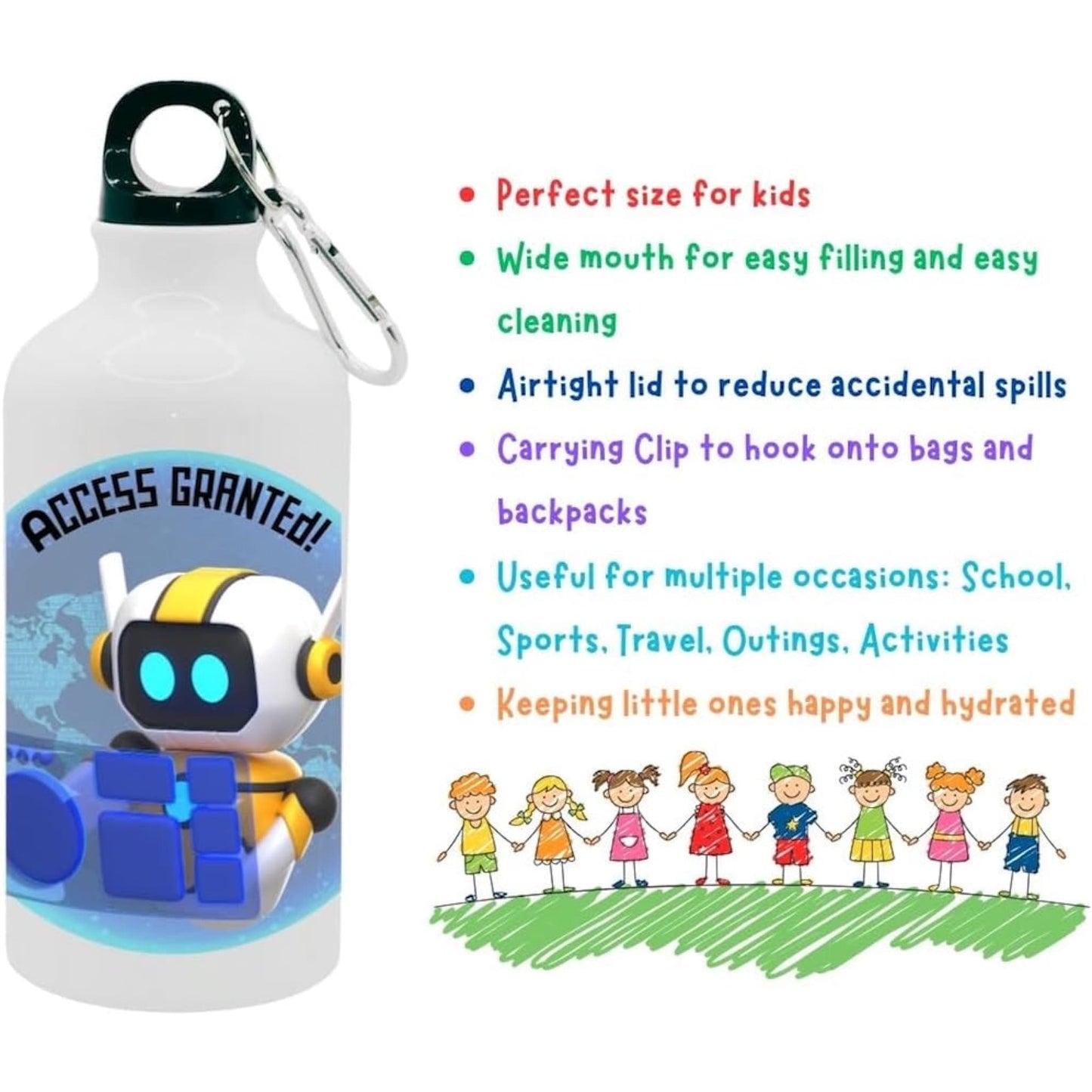 Kids Water Bottle Robot Access Granted - Water Bottle