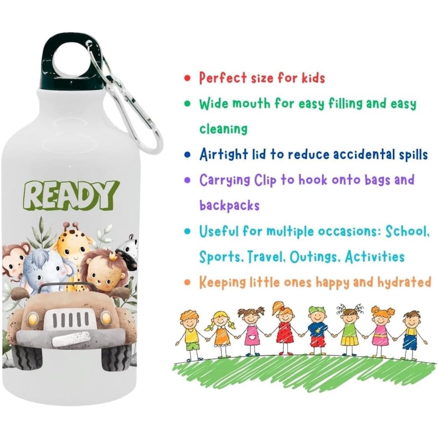 Kids Water Bottle Safari Animals - Water Bottle