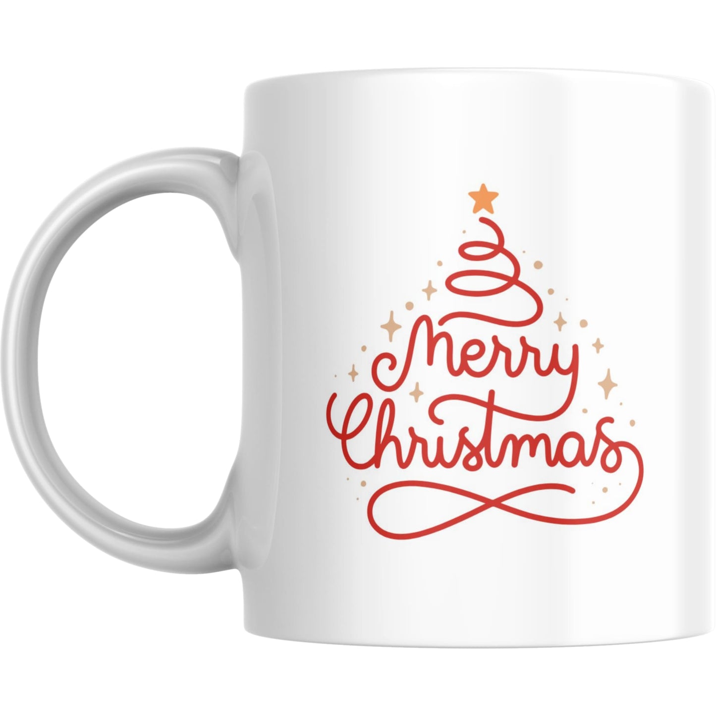Mug - Whimsical Merry Christmas Tree Print - Coffee Mugs