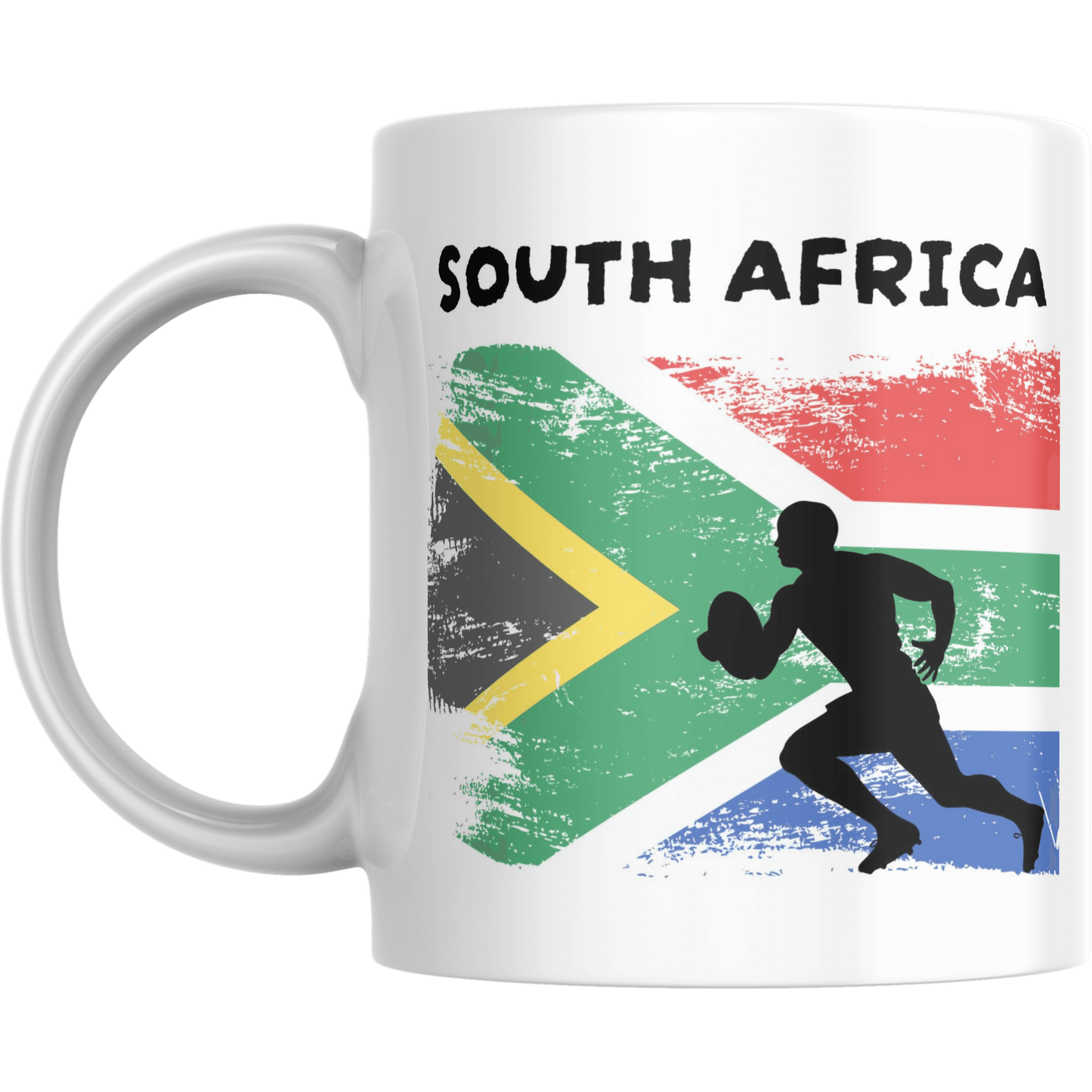 Mug with South Africa Flag and Rugby Silhouette