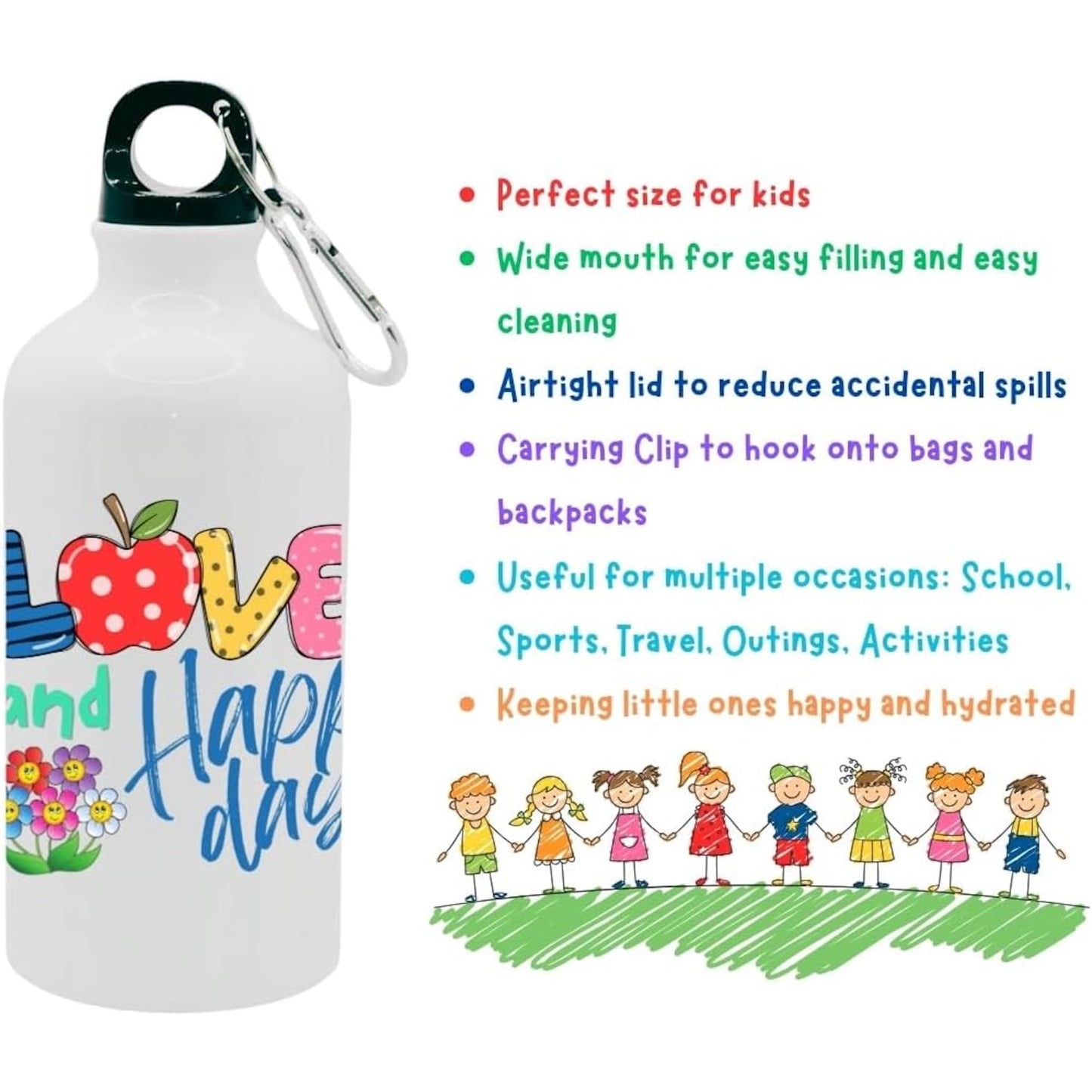 Water Bottle Love and Happy Days - Water Bottle