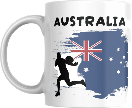 Mug with Australia Flag and Rugby Silhouette
