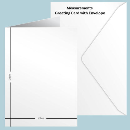 Blank greeting card and envelope set with measurements 17.8 cm by 12.7 cm