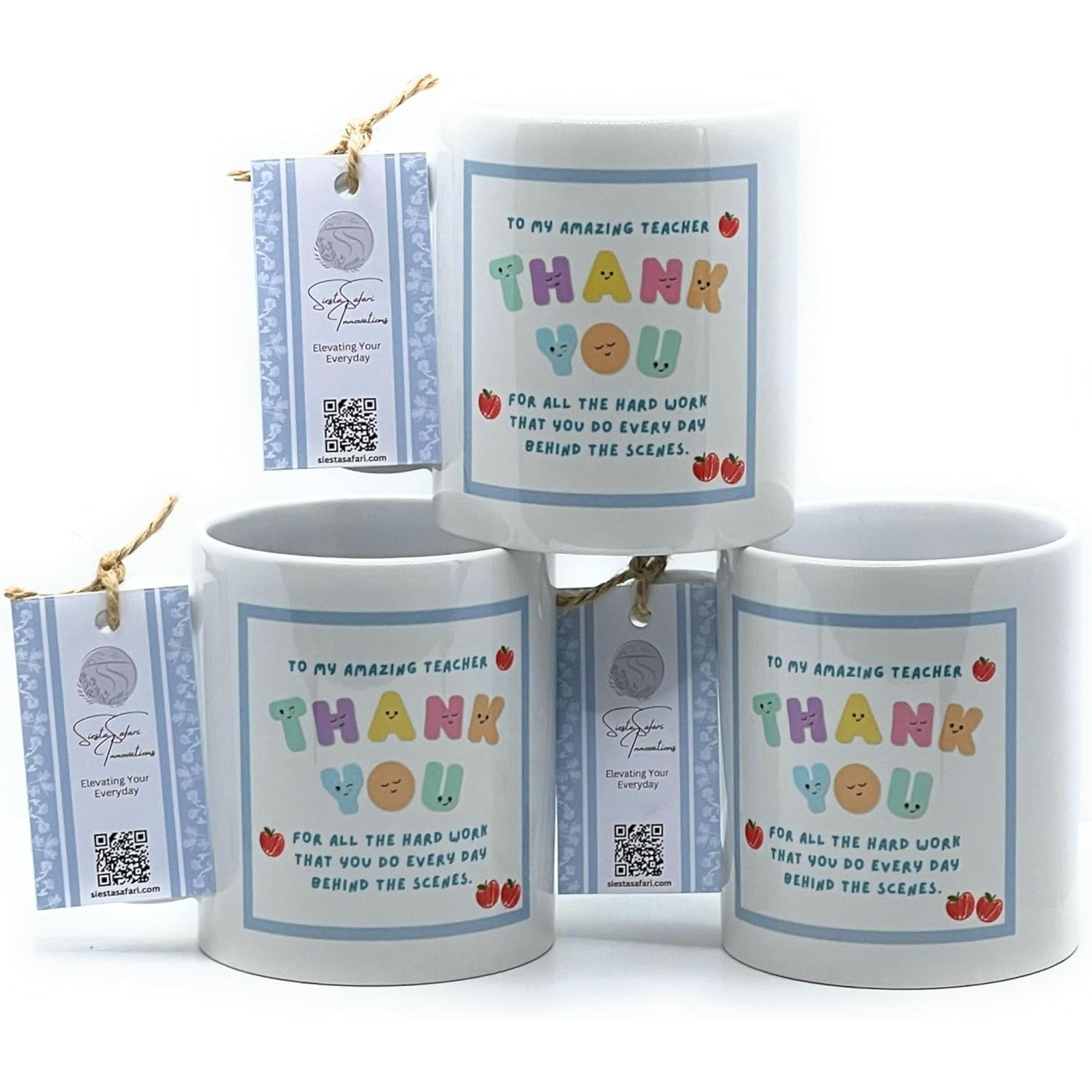 Mug - Amazing Teacher Thank You with Blue Outline - Coffee Mugs