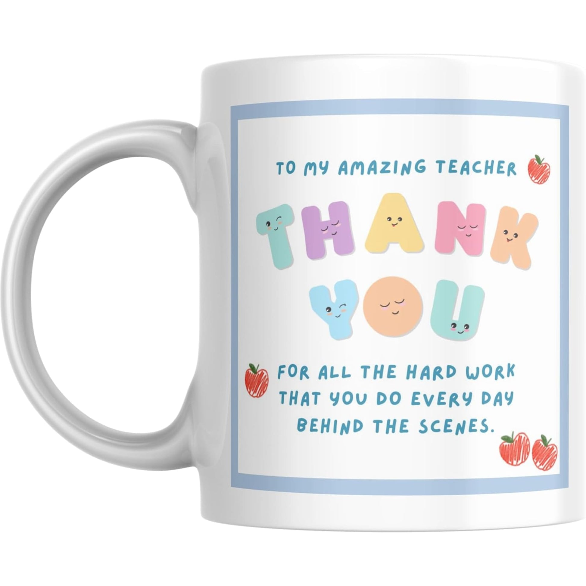 Mug - Amazing Teacher Thank You with Blue Outline - Coffee Mugs