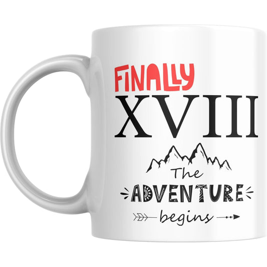 Coffee Mug Finally 18th Birthday The Adventure Begins - Coffee Mugs