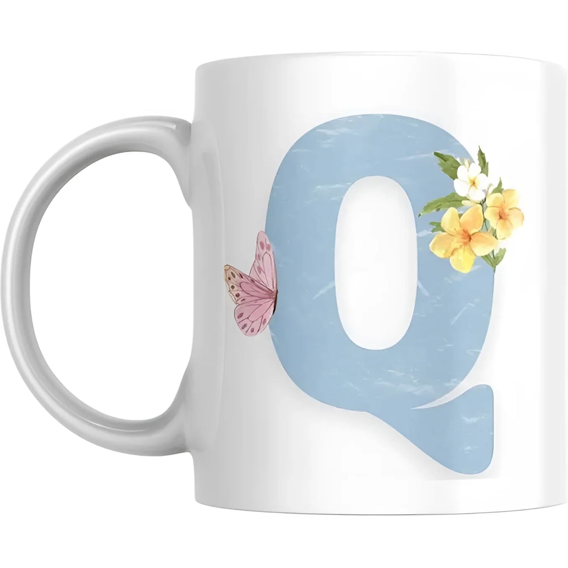 Coffee Mug With Letter A to Z Floral Butterfly Gift