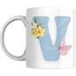 Coffee Mug Floral Butterfly Alphabet - Coffee Mugs