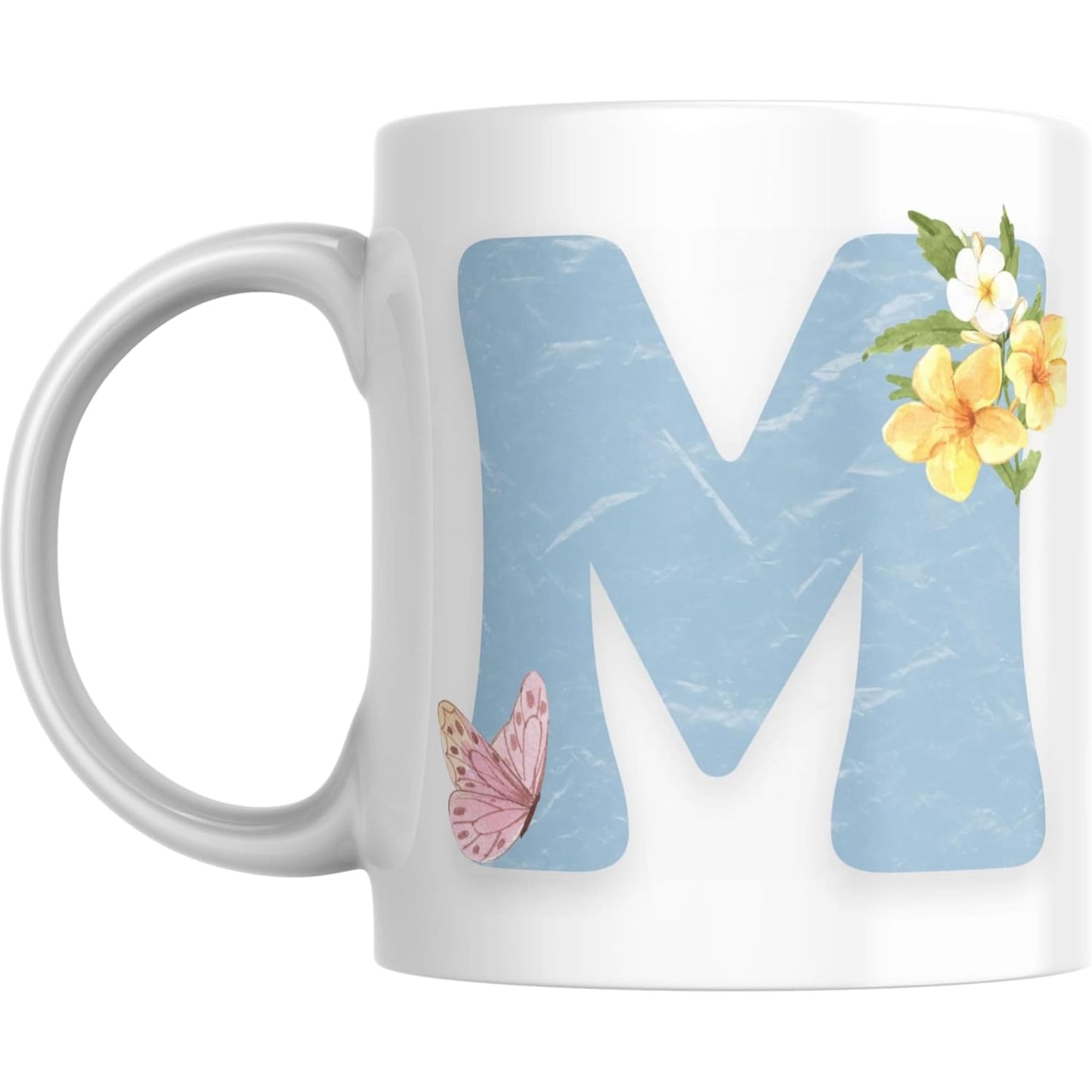 Coffee Mug Floral Butterfly Alphabet - Coffee Mugs