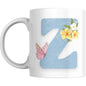 Coffee Mug Floral Butterfly Alphabet - Coffee Mugs