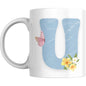Coffee Mug Floral Butterfly Alphabet - Coffee Mugs