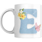 Coffee Mug Floral Butterfly Alphabet - Coffee Mugs