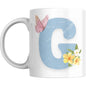 Coffee Mug Floral Butterfly Alphabet - Coffee Mugs