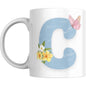 Coffee Mug Floral Butterfly Alphabet - Coffee Mugs
