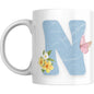Coffee Mug Floral Butterfly Alphabet - Coffee Mugs