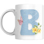 Coffee Mug Floral Butterfly Alphabet - Coffee Mugs
