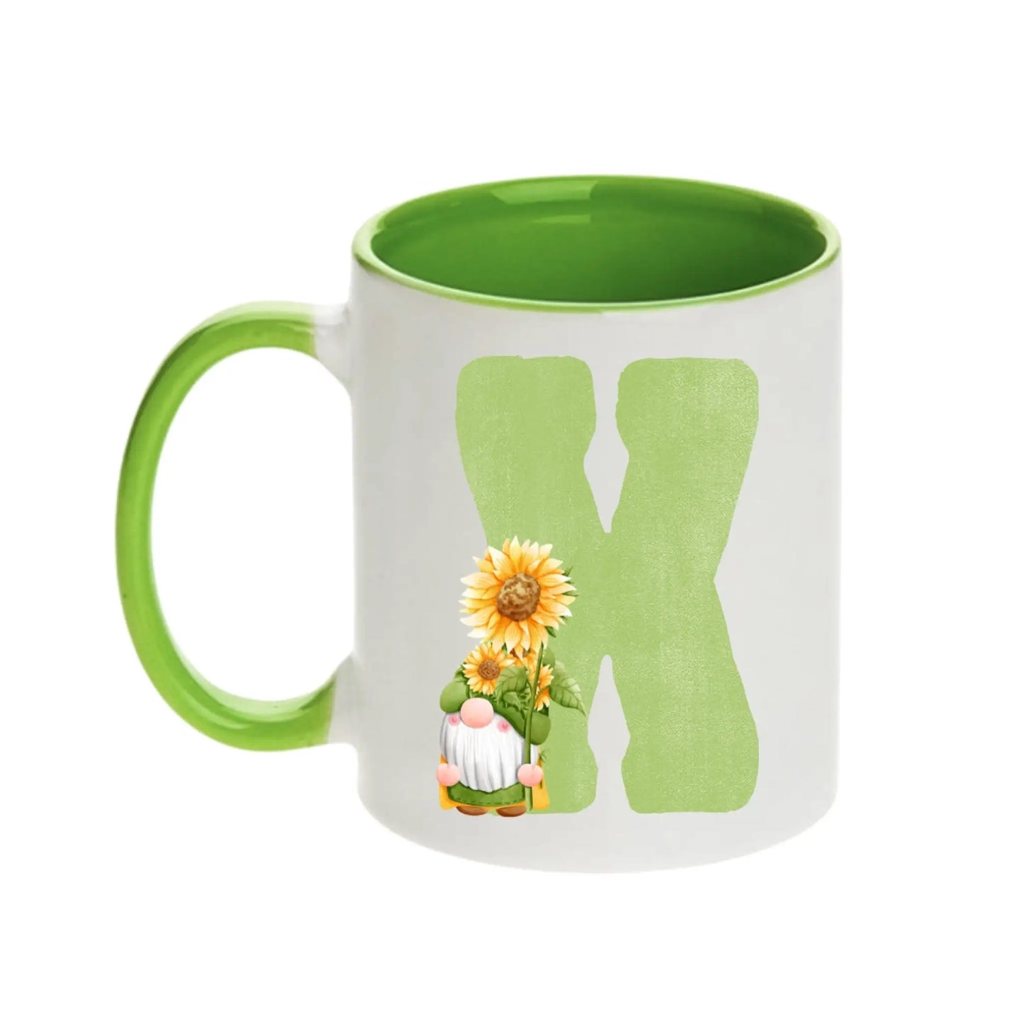 Coffee Mug - Green Alphabet Letter Initial Garden Gnome - Coffee Mugs