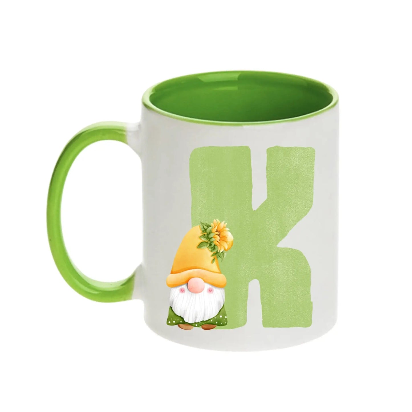 Coffee Mug - Green Alphabet Letter Initial Garden Gnome - Coffee Mugs
