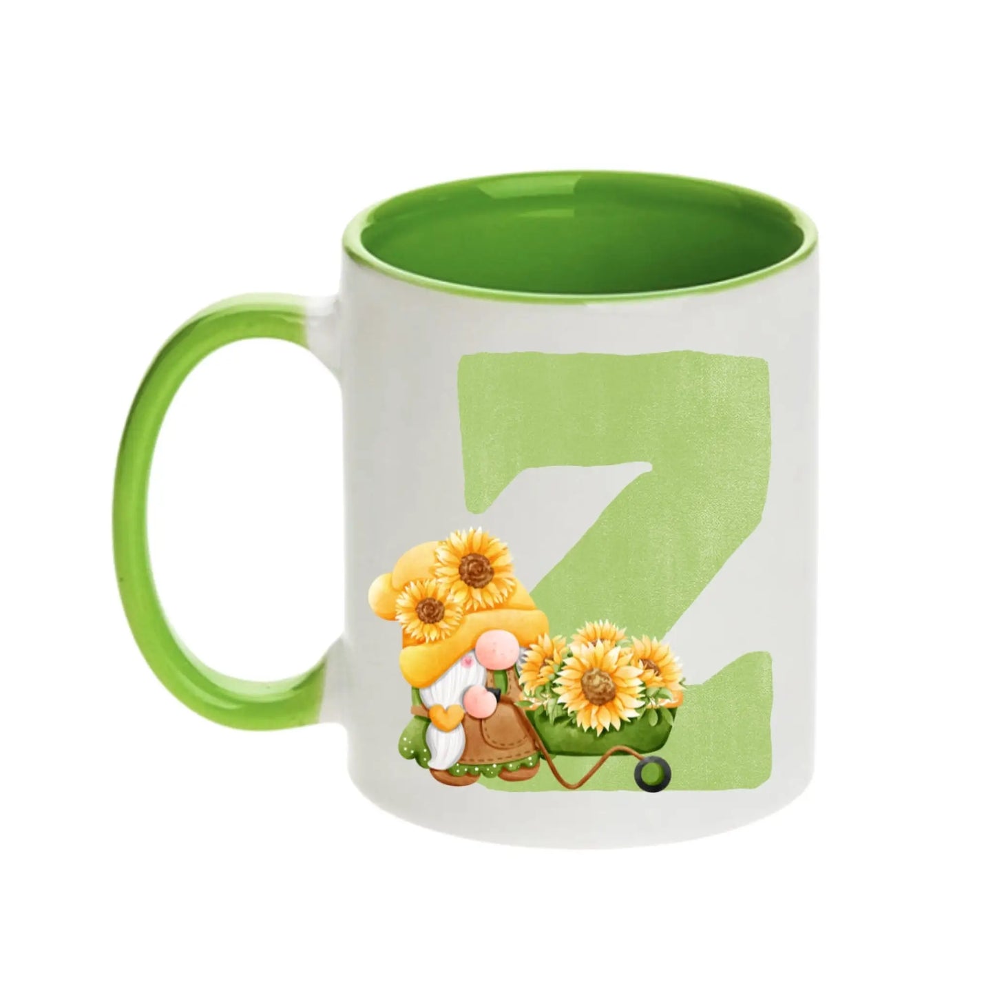Coffee Mug - Green Alphabet Letter Initial Garden Gnome - Coffee Mugs