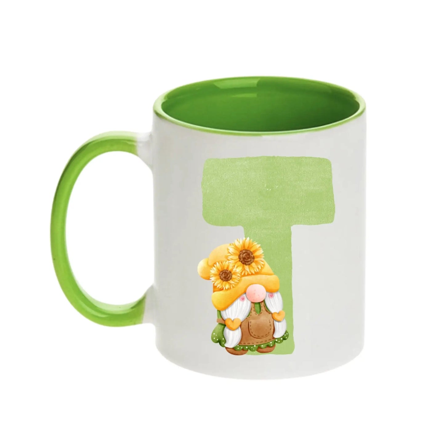 Coffee Mug - Green Alphabet Letter Initial Garden Gnome - Coffee Mugs