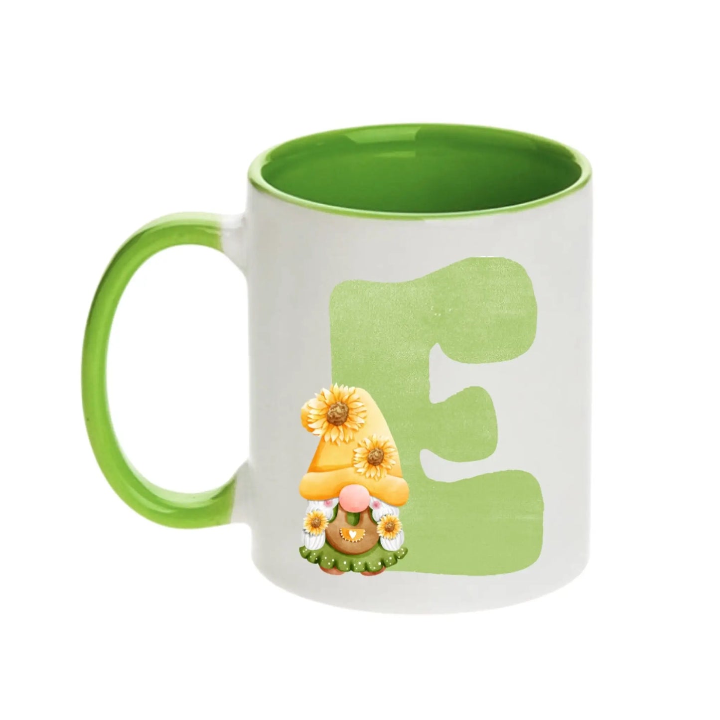 Coffee Mug - Green Alphabet Letter Initial Garden Gnome - Coffee Mugs