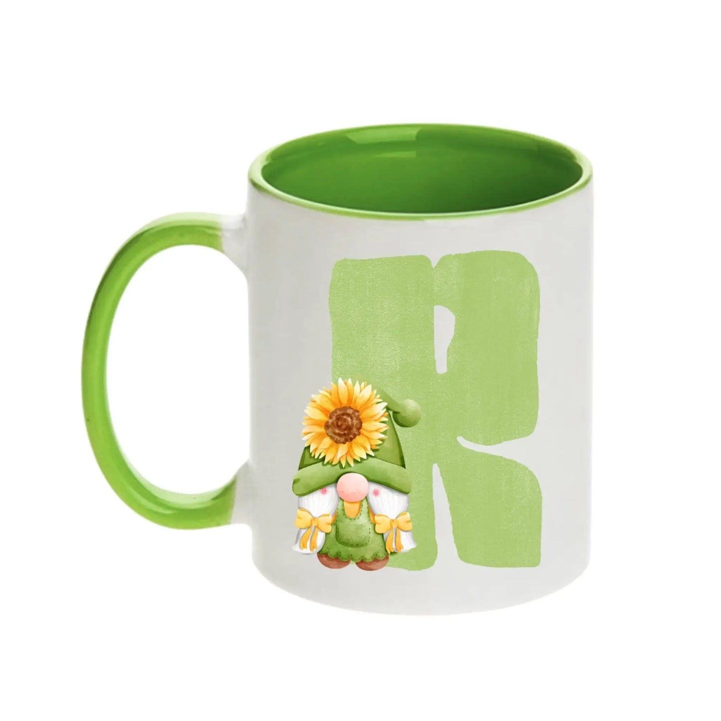 Coffee Mug - Green Alphabet Letter Initial Garden Gnome - Coffee Mugs