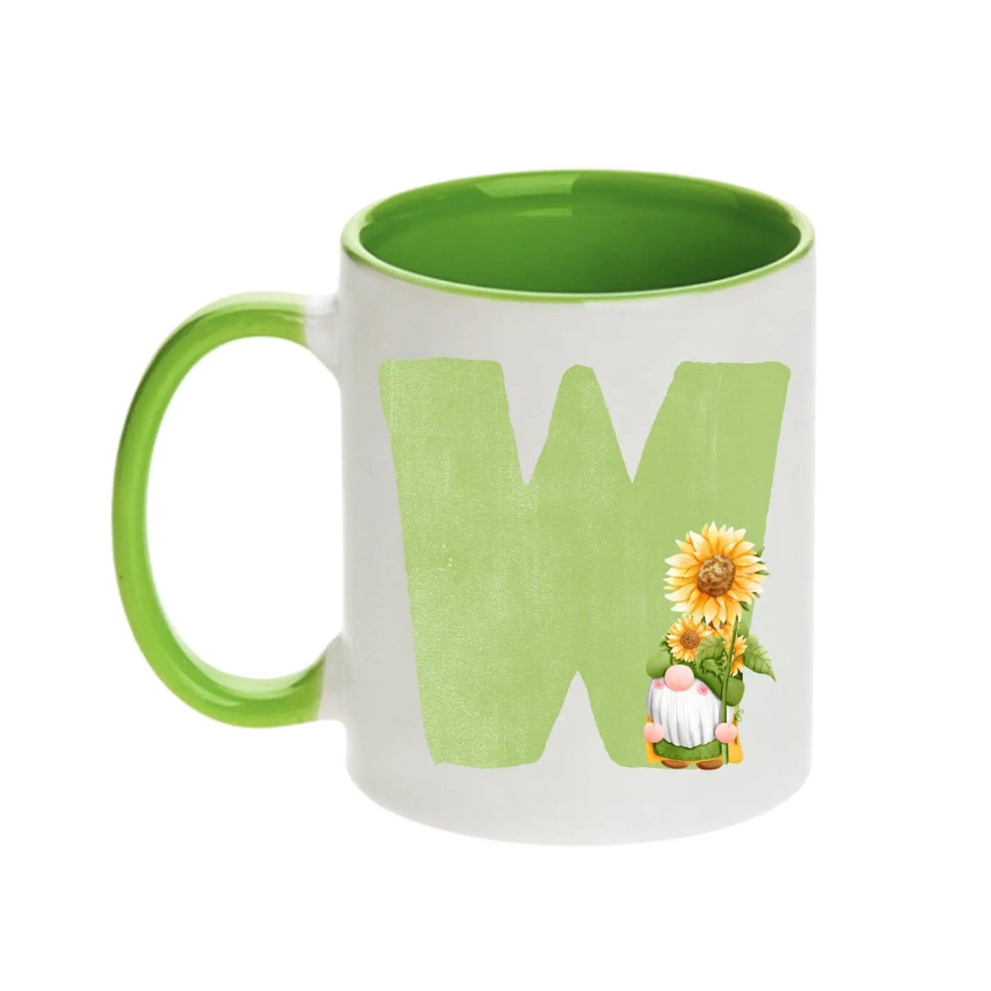 Coffee Mug - Green Alphabet Letter Initial Garden Gnome - Coffee Mugs