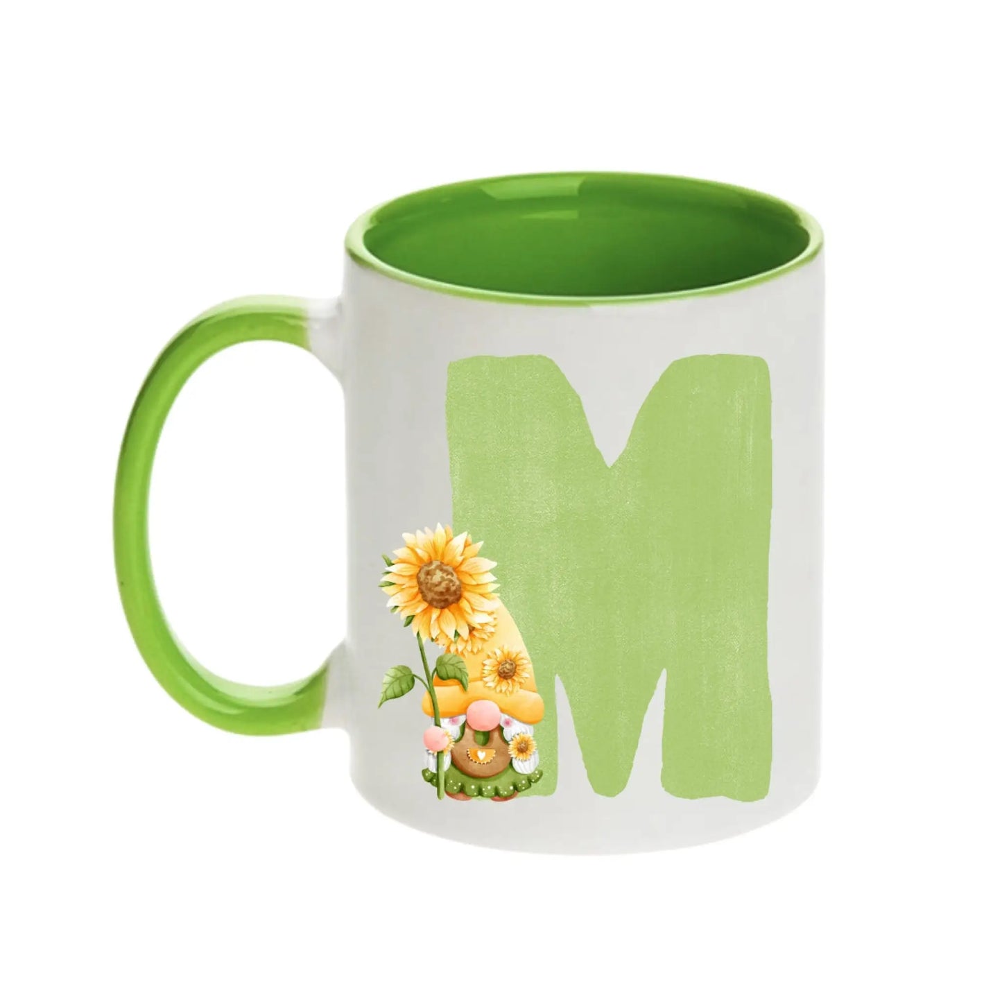 Coffee Mug - Green Alphabet Letter Initial Garden Gnome - Coffee Mugs
