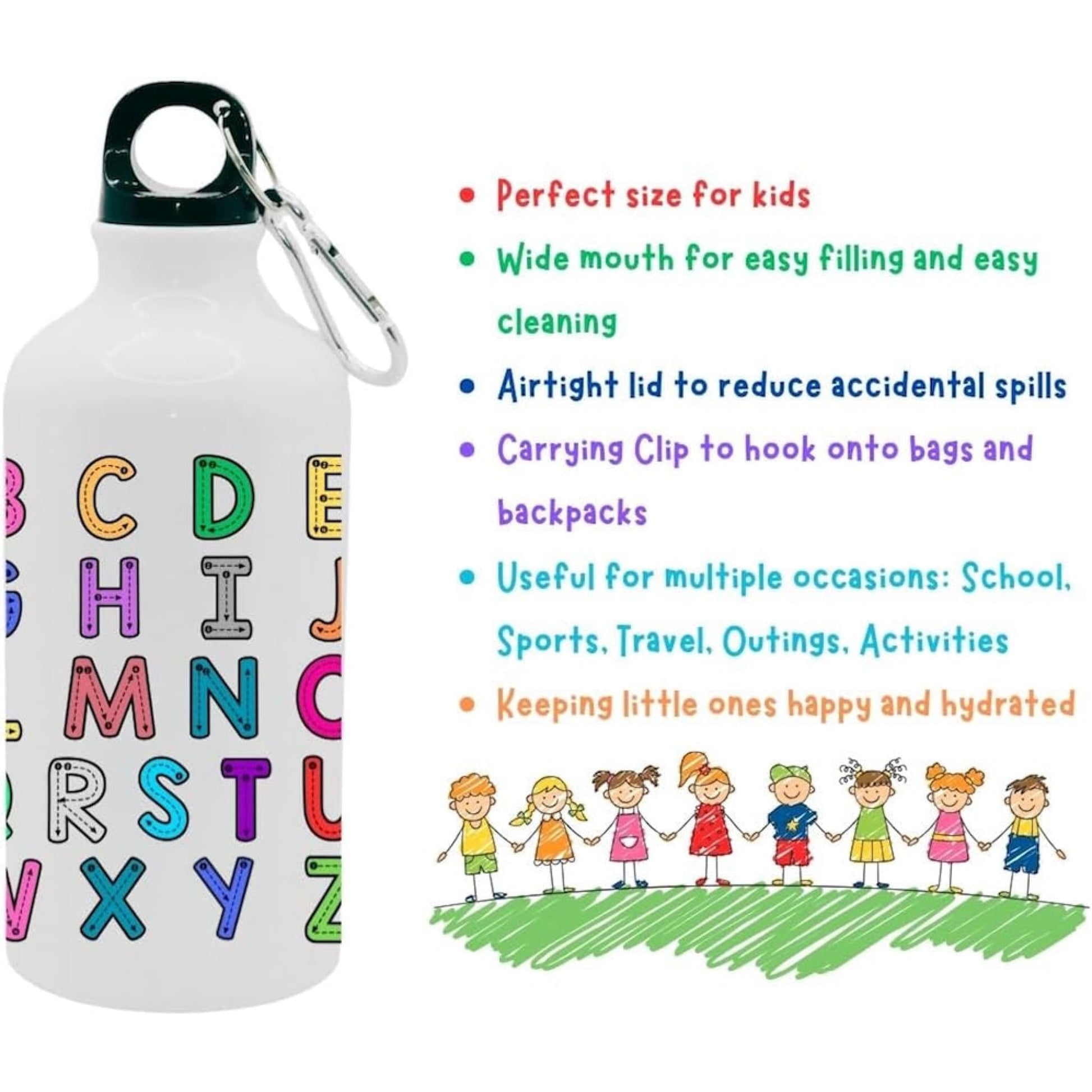 Kids Water Bottle Alphabet Letters - Water Bottle