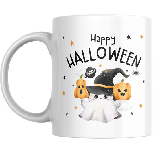 Mug - Cute Happy Halloween Ghost Pumpkin Boo Gift - Coffee Mugs
