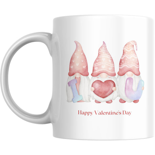 Mug - Cute Happy Valentine’s Day I Love You Heart Gnome Gift - Coffee Mugs