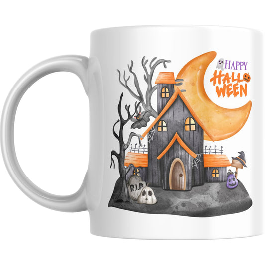 Mug - Happy Halloween Spooky Haunted House - Coffee Mugs