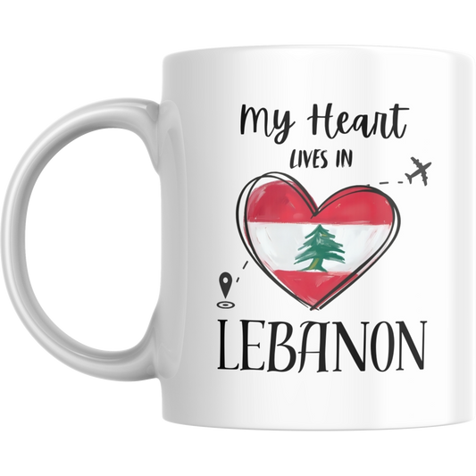 Coffee Mug | My Heart Lives in Lebanon | Expat Travel Themed Gift